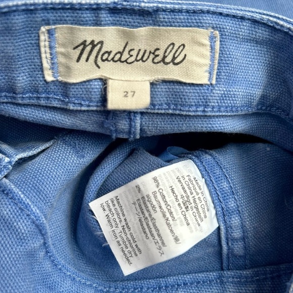 Madewell Emmett Blue Wide-Leg Pants Jeans Button Front Patch Pocket Crop Size 27 - Picture 10 of 11